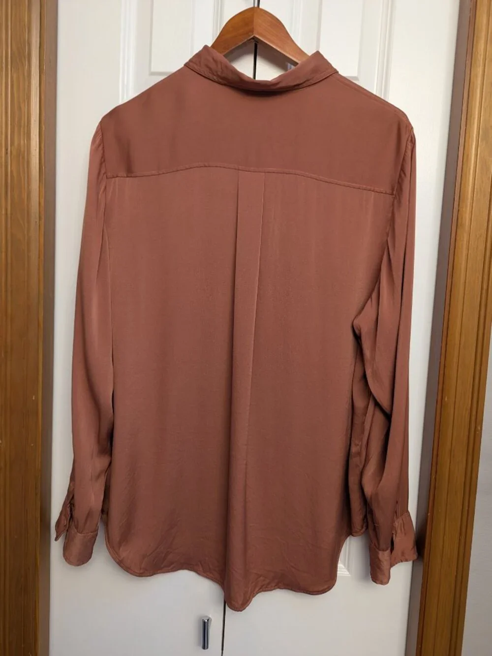 Quince Washable Stretch Silk Long Sleeve Button Down Blouse - Rose Size XL - Picture 3 of 10